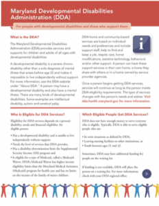 Developmental Disabilities Administration Informational Sheets