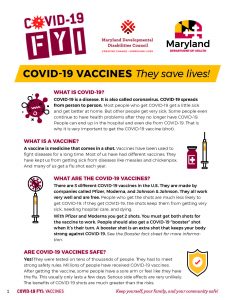 COVID-19 Fact Sheet - click on the link for the accessible fact sheet.